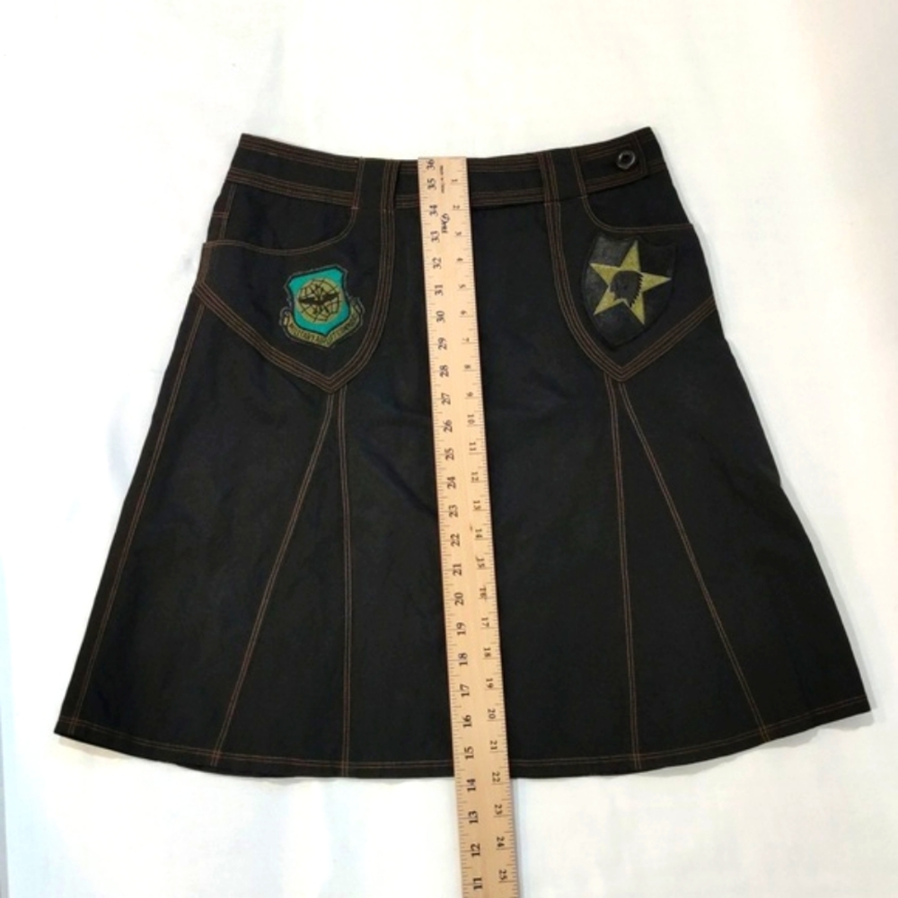 Skirt Streetwear Customized Patchwork Midi Detailed Zip Waist Belt Loop Black - Picture 10 of 15
